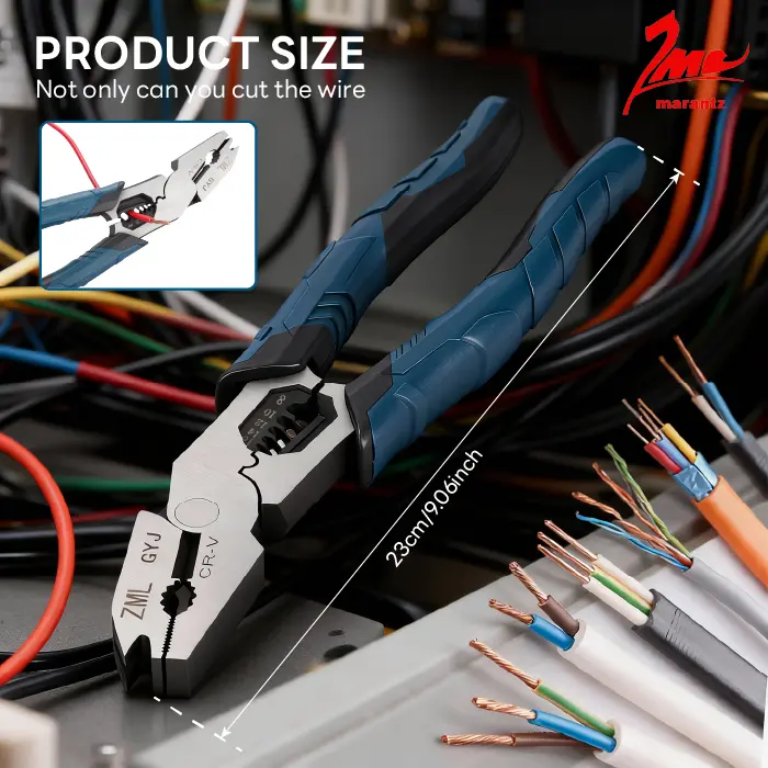 🔥[5𝟎% 𝐎𝐅𝐅 𝐋𝐀𝐒𝐓 𝐓𝐇𝐑𝐄𝐄 𝐃𝐀𝐘𝐒]6-in-1 Multi-Function Wire Stripper Pliers CR-V Steel Diagonal Cutters for Nails Electrical Cables Special Tools with Adjustable Cutting Depth and Sharp Blades - Hardware Wirecutters Wirepliers-JKL