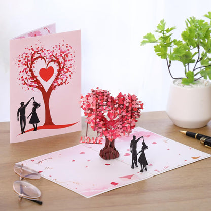 🔥[60% 𝐎𝐅𝐅 𝐋𝐀𝐒𝐓 𝐓𝐇𝐑𝐄𝐄 𝐃𝐀𝐘𝐒]Pop Up Anniversary Card, 3D Valentine's Day Anniversary Card with Love Tree & Hearts - Wedding Card for Wife, Husband, or Couple | Romantic Gift for Anniversary, Valentine's, Birthday-LU