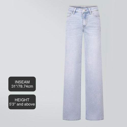 Mid-low Rise Baggy Jeans Stretchy Wide Leg for Women Distressed Pants Womenswear Bottom Lady Basic Minimalist Comfortable Denim Tummy Control Curve Hugging-OA