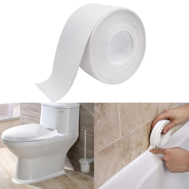 White Waterproof Caulk Tape 3.2m Self-Adhesive Sealing Tape for Bathroom Kitchen Sink Toilet Tub Edges Easy Application & Durability-OA