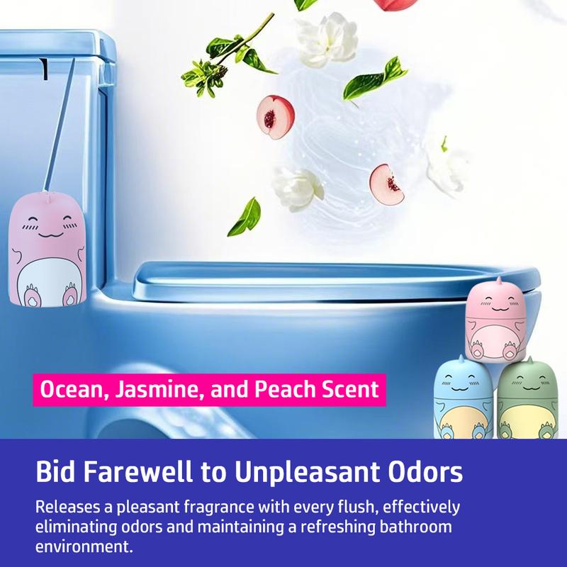 🔥[65% 𝐎𝐅𝐅 𝐋𝐀𝐒𝐓 𝐓𝐇𝐑𝐄𝐄 𝐃𝐀𝐘𝐒]CloudMades Cute Dinosaur-Shaped Toilet Bowl Cleaner Bottle, Bathroom Toilet Tank Cleaner with Ocean, Jasmine, and Peach Scent,Three bottles can be used for 9 months (Three colors and three bottles)-LU