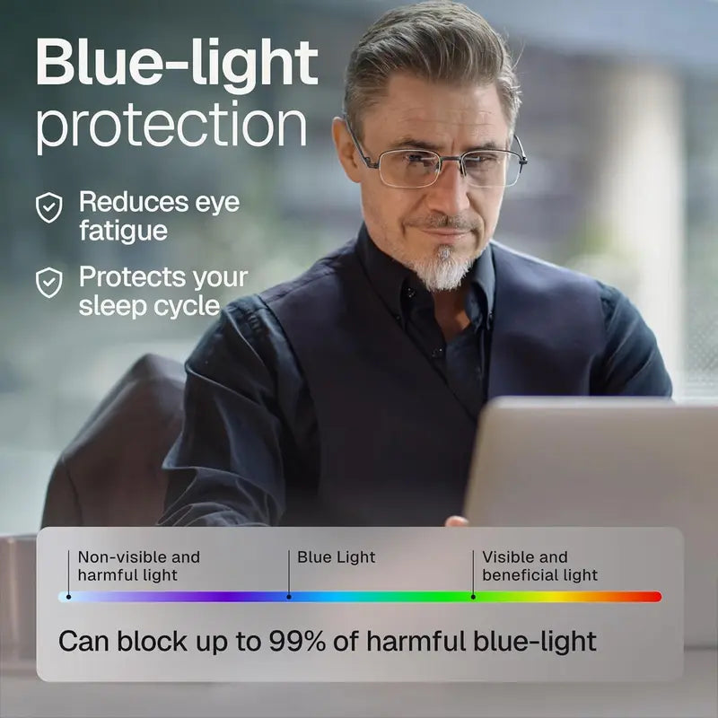 [55% Off Mega Sale] Black & Gold Semi-Rimless Precision Focus Reading Glasses for Men & Women - High-Definition Vision, Blue Light Filter, Ergonomic Design with Soft Silicone Nose Pads-HHH