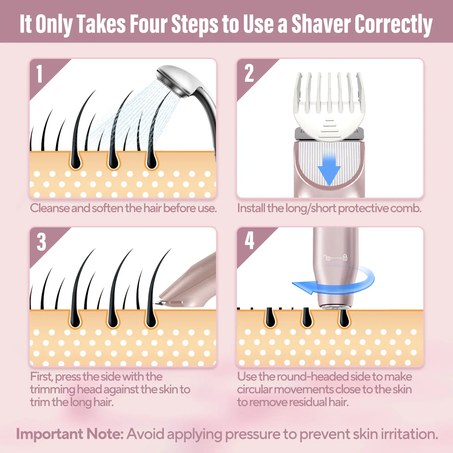 Akunbem Bikini Trimmer for Women, ElectricShaver and Razor Rechargeable 2-in-1 Bodyand Facial Epilator, Dual Heads for PainlessTrimming of Pubic Hair, Face, Underarms andLegs, IPX7 Waterproof. Christmas Gift New YearGift Shaving Grooming-JKL