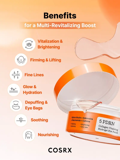 🔥[5𝟎% 𝐎𝐅𝐅 𝐋𝐀𝐒𝐓 𝐓𝐇𝐑𝐄𝐄 𝐃𝐀𝐘𝐒][NEW] [COSRX Official] 5 PDRN CollagenVitalizing Hydrogel Eye Patch (60pcs) - DarkCircle Eraser & Anti-Wrinkle |5 Types of PDRNVitamin C + Glutathione + Niacinamide IALL INONE EYE PATCH-JKL