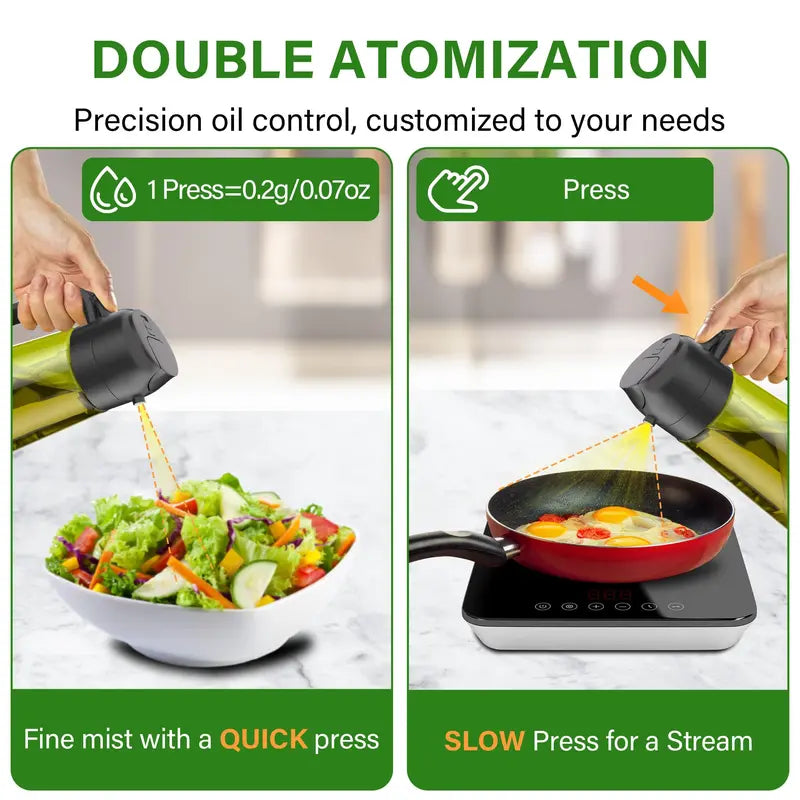 🔥[5𝟎% 𝐎𝐅𝐅 𝐋𝐀𝐒𝐓 𝐓𝐇𝐑𝐄𝐄 𝐃𝐀𝐘𝐒]2 Count 2 in 1 Oil Sprayer and Oil Dispenser for Kitchen - 16oz/470ml Light-Blocking Dark Glass Olive Oil Spray Bottle for Cooking, Air Fryer, Salad & BBQ Utensils-JKL