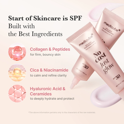 🔥[5𝟎% 𝐎𝐅𝐅 𝐋𝐀𝐒𝐓 𝐓𝐇𝐑𝐄𝐄 𝐃𝐀𝐘𝐒][NEW] [medicube] No Cast Just Glow Collagen Sunscreen | SPF 50 Broad Spectrum Face Sunscreen | Lightweight, Non-Sticky, Hydrating Formula | No White Cast or Residue | Peptide, Cica for Soothing & Natural Glow-JKL