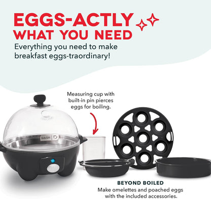 🔥[5𝟎% 𝐎𝐅𝐅 𝐋𝐀𝐒𝐓 𝐓𝐇𝐑𝐄𝐄 𝐃𝐀𝐘𝐒]Rapid Egg Cooker - Boiler, Poacher & Steamer - Includes Measuring & Recipe Guide - Dishwasher Safe - BPA Free - Holds 7 Eggs, Black-JKL