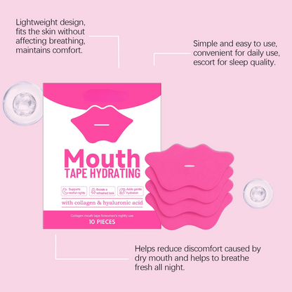 🔥[65% 𝐎𝐅𝐅 𝐋𝐀𝐒𝐓 𝐓𝐇𝐑𝐄𝐄 𝐃𝐀𝐘𝐒]Hydrating & Moisturizing Mouth Tape For Sleep -Lip Plumping - Built in Lip Mask-LU