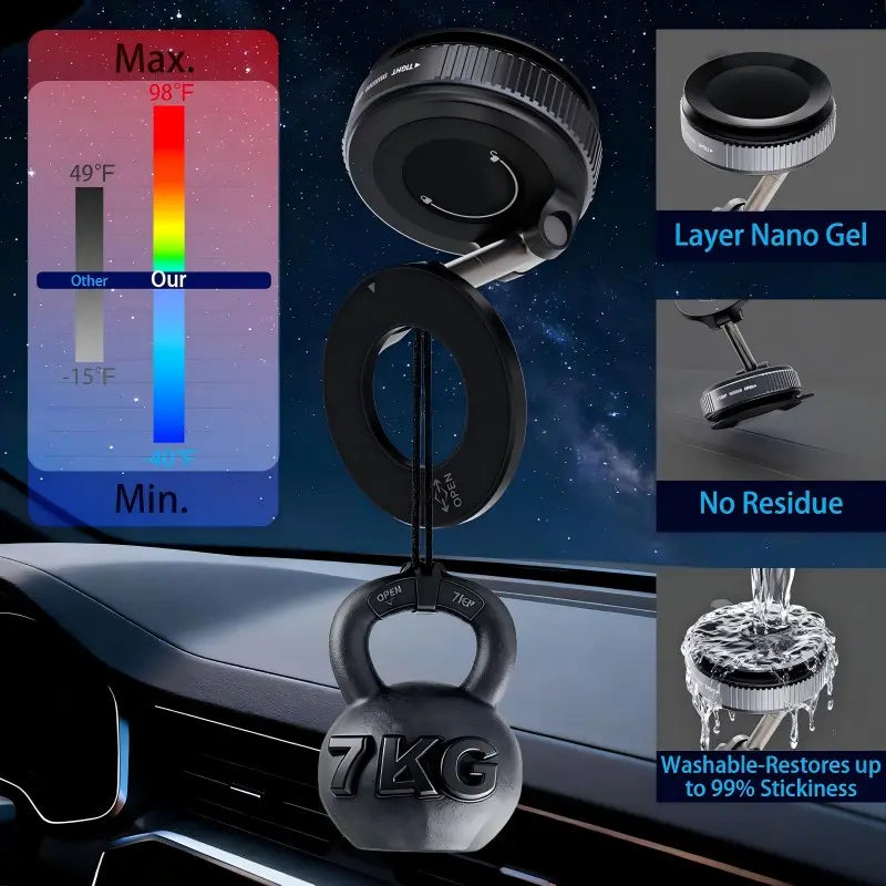 🔥[5𝟎% 𝐎𝐅𝐅 𝐋𝐀𝐒𝐓 𝐓𝐇𝐑𝐄𝐄 𝐃𝐀𝐘𝐒] Universal Magnetic Car Phone Holder Strong Vacuum Suction Cup Mount for All Smartphones & Vehicles Foldable Design Works on Dashboard Gym & Bathroom Mirrors-JKL