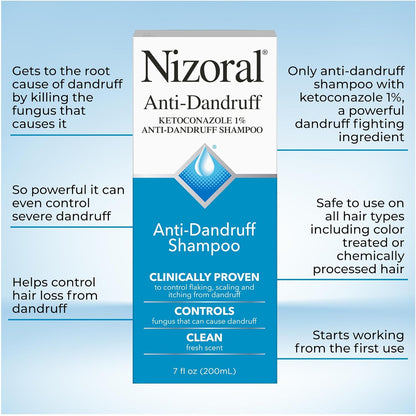 🔥[5𝟎% 𝐎𝐅𝐅 𝐋𝐀𝐒𝐓 𝐓𝐇𝐑𝐄𝐄 𝐃𝐀𝐘𝐒]Nizoral Anti-Dandruff Shampoo with 1% Ketoconazole, Fresh Scent, 7 Fl Oz-JKL
