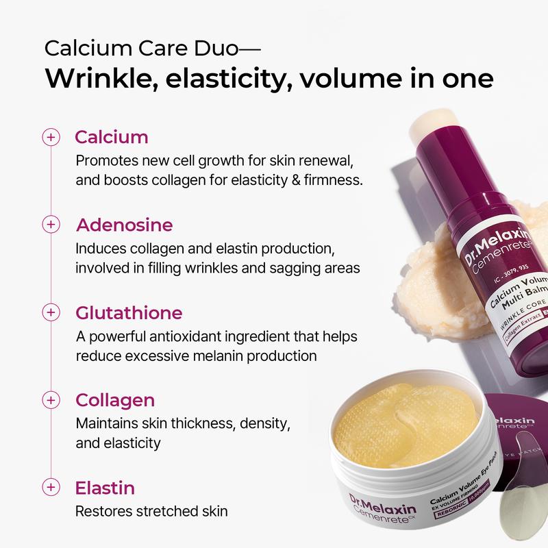 🔥[5𝟎% 𝐎𝐅𝐅 𝐋𝐀𝐒𝐓 𝐓𝐇𝐑𝐄𝐄 𝐃𝐀𝐘𝐒][Dr.Melaxin Official] Calcium Volume Multi Balm+Eye Patch 60ea Korean Skin Care Cosmetics with Collagen Extract Elasticity Eye Shiel dSkin Repair-JKL