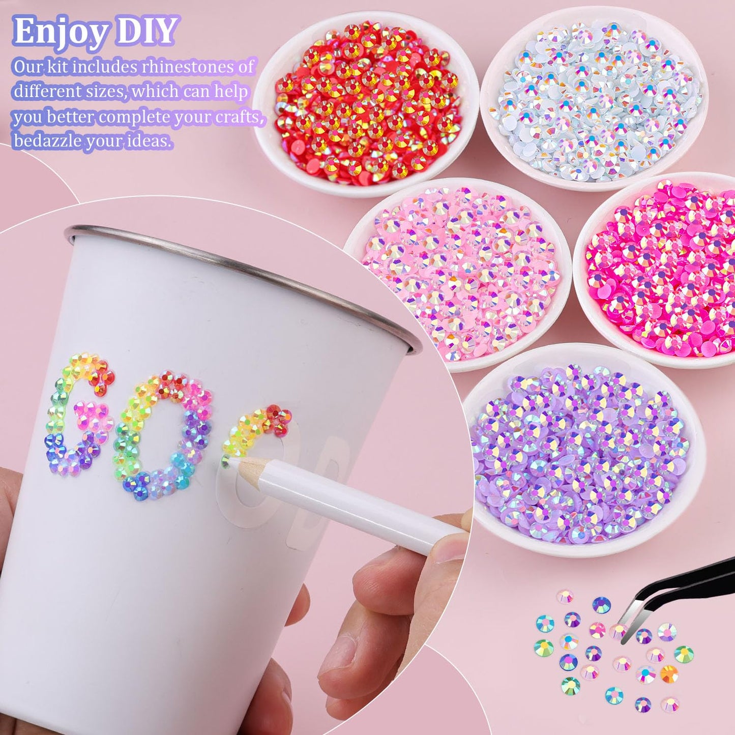 🔥[5𝟎% 𝐎𝐅𝐅 𝐋𝐀𝐒𝐓 𝐓𝐇𝐑𝐄𝐄 𝐃𝐀𝐘𝐒]32000Pcs Resin Jelly Rhinestones for Bedazzling, Multicolor 3mm Flatback Gems for Diamond Art, Bedazzler Kit with 3Pcs 10ml B7000 Jewelry Glue for Nail Art Crafting Book Makeup-JKL