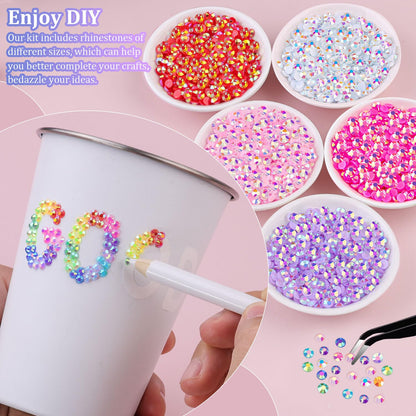 🔥[5𝟎% 𝐎𝐅𝐅 𝐋𝐀𝐒𝐓 𝐓𝐇𝐑𝐄𝐄 𝐃𝐀𝐘𝐒]32000Pcs Resin Jelly Rhinestones for Bedazzling, Multicolor 3mm Flatback Gems for Diamond Art, Bedazzler Kit with 3Pcs 10ml B7000 Jewelry Glue for Nail Art Crafting Book Makeup-JKL