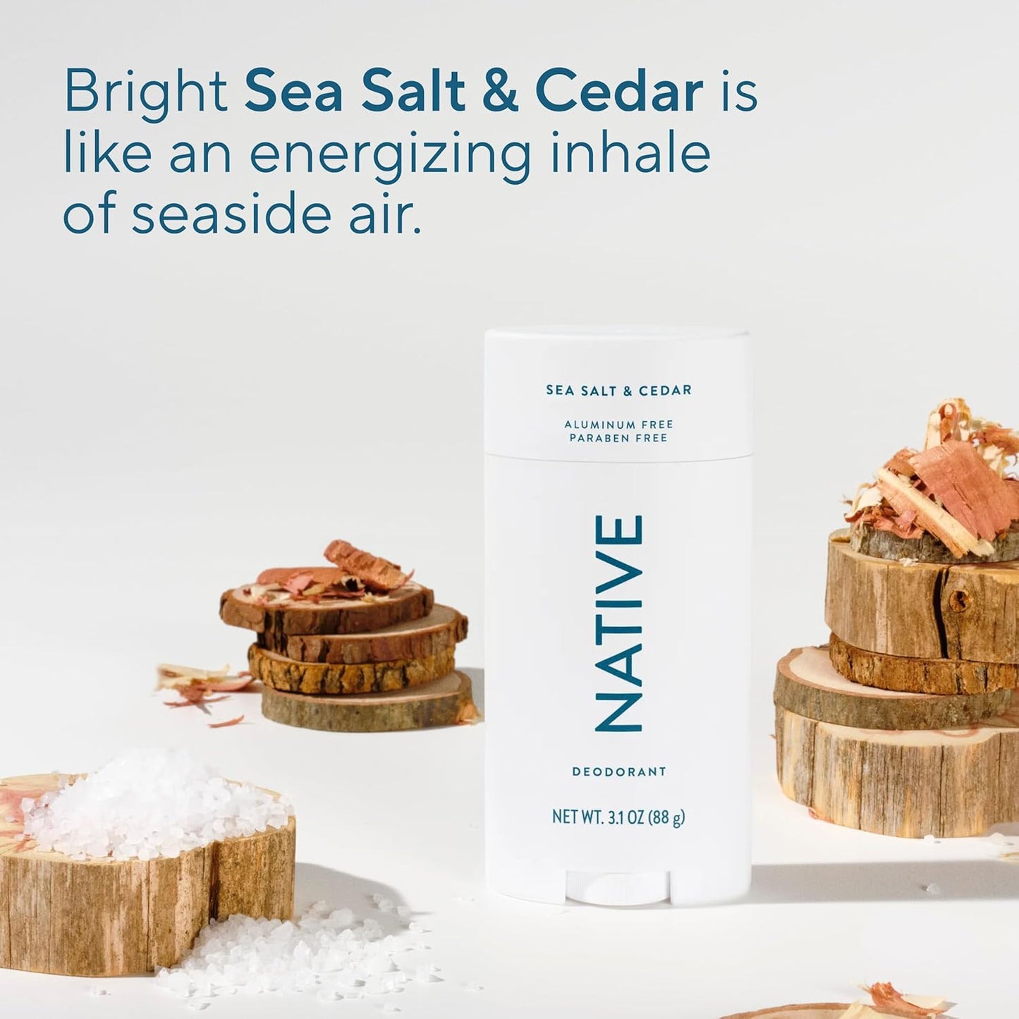 🔥[5𝟎% 𝐎𝐅𝐅 𝐋𝐀𝐒𝐓 𝐓𝐇𝐑𝐄𝐄 𝐃𝐀𝐘𝐒]Native Aluminum Free Deodorant, Sea Salt & Cedar, Large Size Stick, 72 Hour Odor Control, for Women & Men, Contains Naturally Derived Ingredients, 3.1 oz-JKL