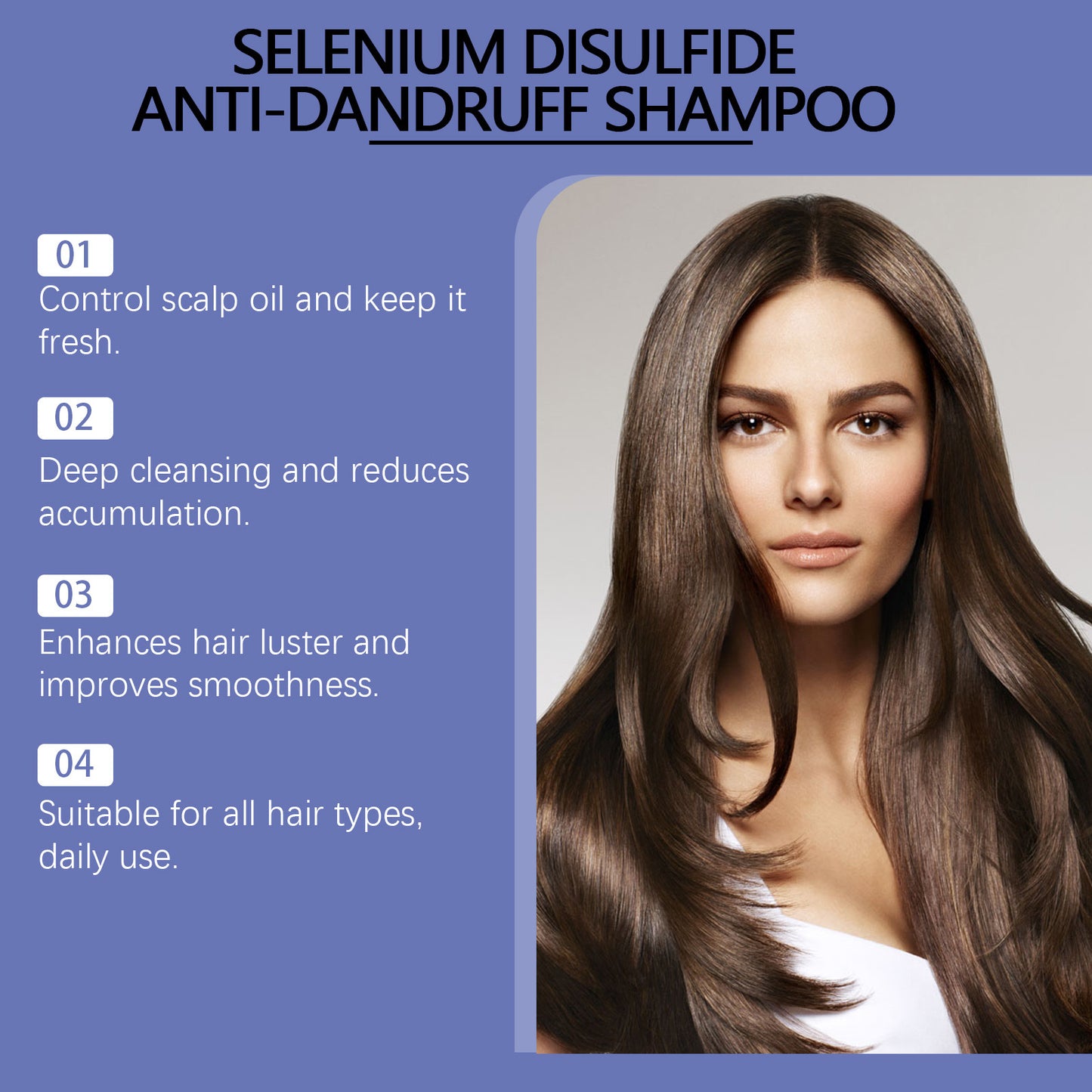 [55% Off Mega Sale] Selenium Disulfide Hair Care Shampoo Oil Control Refreshing Anti-Dandruff Anti-itch Scalp Cleansing Shampoo-HHH