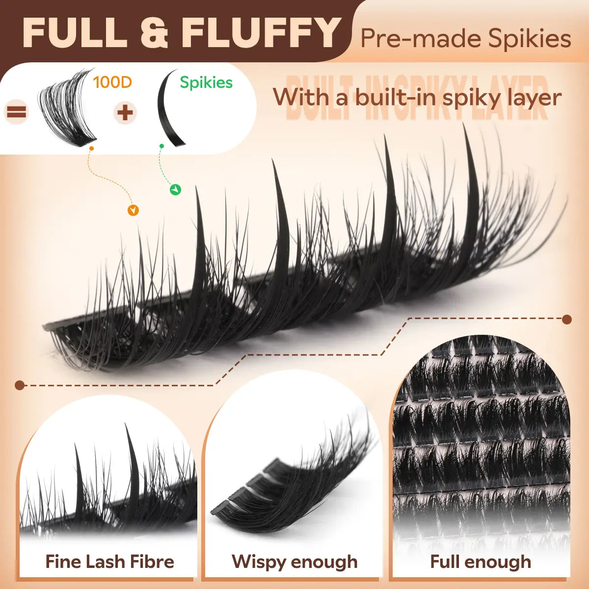 🔥[5𝟎% 𝐎𝐅𝐅 𝐋𝐀𝐒𝐓 𝐓𝐇𝐑𝐄𝐄 𝐃𝐀𝐘𝐒]Manga Lash Clusters with Spikes, Pre-Spiked Wispy Cluster Eyelash Extensions, Fluffy Anime Eyelash Clusters, Reusable Faux Mink Fairy Individual Lash Extensions, D-Curve, 12–18 mm, 204 Pieces – Cosmetics, Makeup-JKL