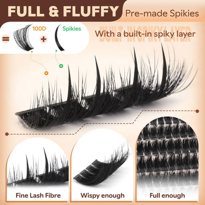 🔥[5𝟎% 𝐎𝐅𝐅 𝐋𝐀𝐒𝐓 𝐓𝐇𝐑𝐄𝐄 𝐃𝐀𝐘𝐒]Manga Lash Clusters with Spikes, Pre-Spiked Wispy Cluster Eyelash Extensions, Fluffy Anime Eyelash Clusters, Reusable Faux Mink Fairy Individual Lash Extensions, D-Curve, 12–18 mm, 204 Pieces – Cosmetics, Makeup-JKL