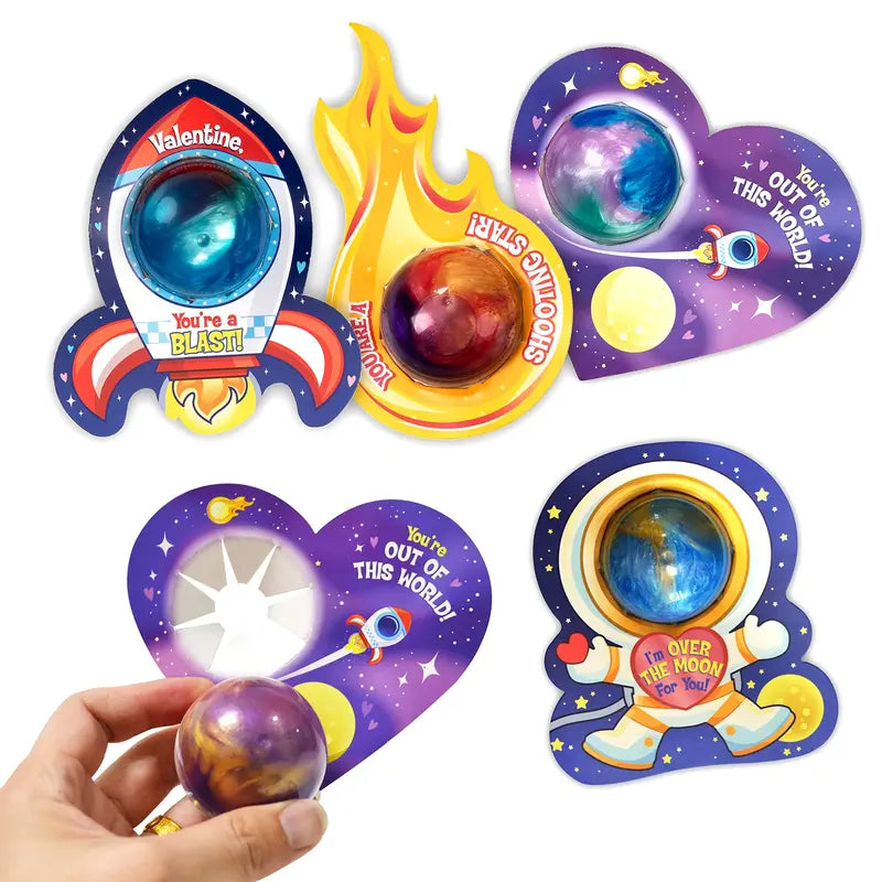🔥30Pcs Cosmic Realm Valentine Slime with Scratch-Off Cards and Galaxy Balls for Kids Classroom Exchange Gift Valentines Slime with Kids Valentines Cards 2025 Valentine Exchange Cards Gifts for Kids &Heart Shape Galaxy Slime with Cards, 30 Packs-VIP