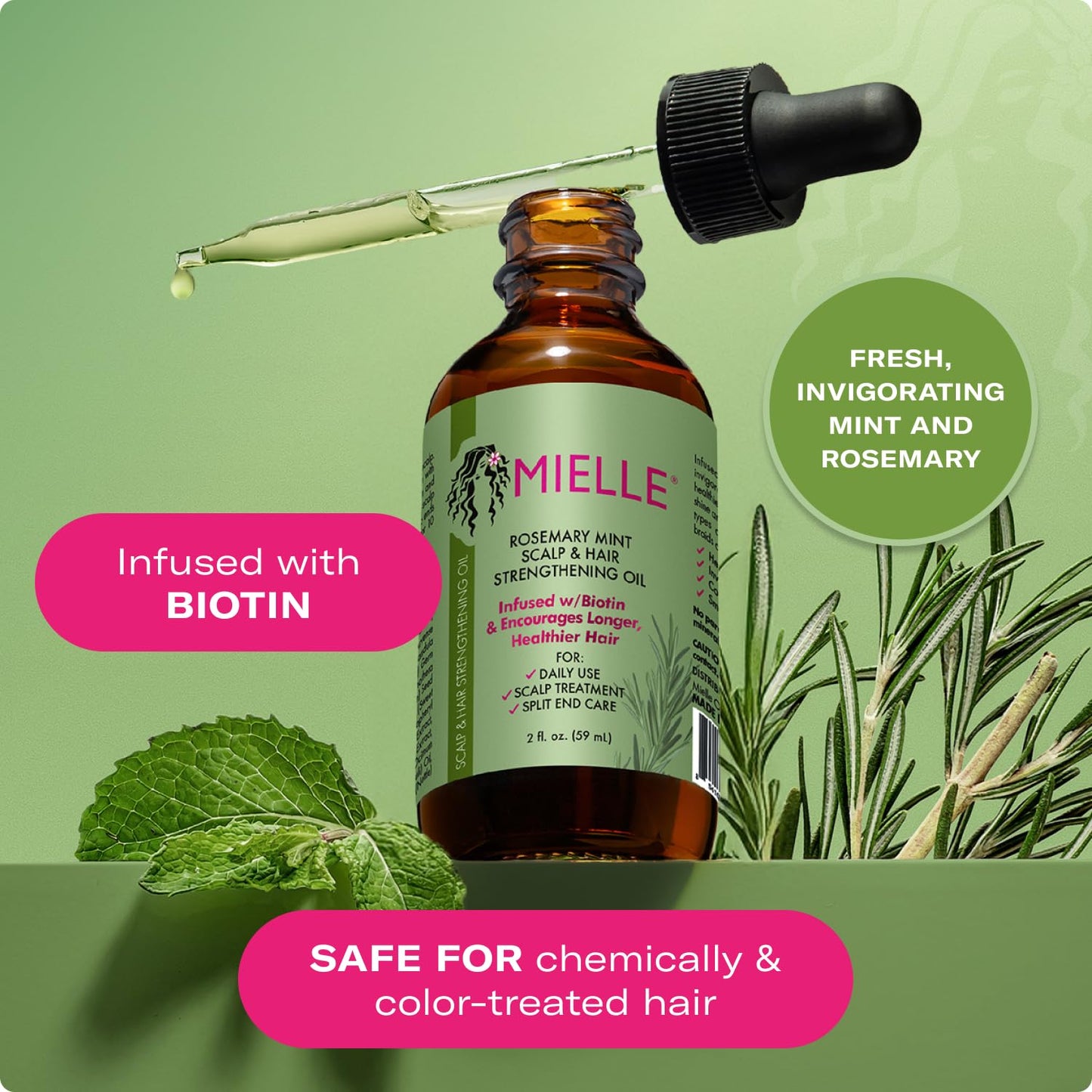 🔥[5𝟎% 𝐎𝐅𝐅 𝐋𝐀𝐒𝐓 𝐓𝐇𝐑𝐄𝐄 𝐃𝐀𝐘𝐒]Mielle Organics Rosemary & Mint Hair Oil - Strengthening Biotin Oil Infused Frizzy & Damaged Hair Care - Split Ends & Dry Scalp Treatment to Support Longer, Healthier Strands, 2oz-JKL
