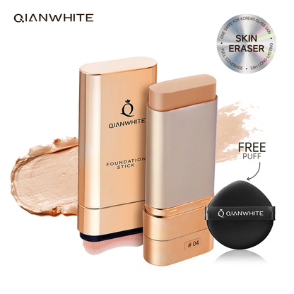 🔥[5𝟎% 𝐎𝐅𝐅 𝐋𝐀𝐒𝐓 𝐓𝐇𝐑𝐄𝐄 𝐃𝐀𝐘𝐒]QIANWHITE Luminous Dual-Ended ConcealerFoundation Stick with Built-in BrushesComplimentary Puff 24H Long-LastingWaterproof Sweatproof One-Swipe EvenFlawless Base Clear Radiant Skin FoundationStick-JKL