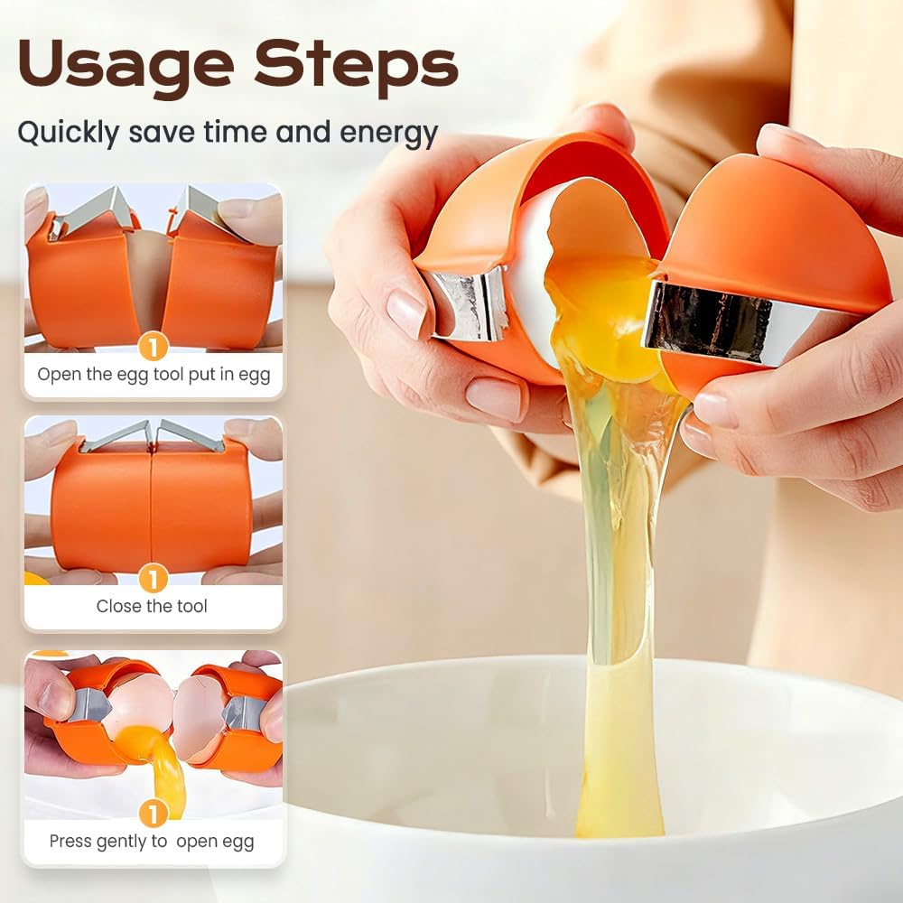 🔥[5𝟎% 𝐎𝐅𝐅 𝐋𝐀𝐒𝐓 𝐓𝐇𝐑𝐄𝐄 𝐃𝐀𝐘𝐒]2026 New Egg Shell Opener, Stainless Steel Egg Cracker Tool, Multifunctional Egg Shell Opener for Raw & Hard-Boiled Eggs, Handheld Kitchen Gadget for Easy Peeling & Separating-JKL