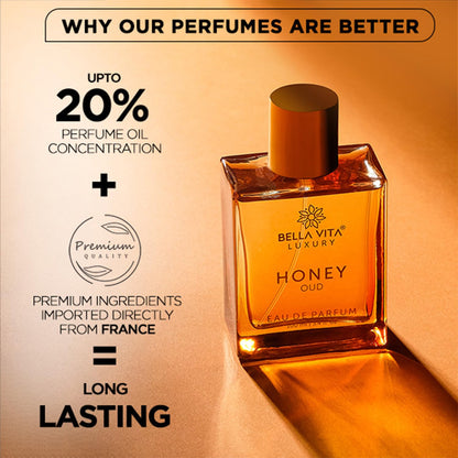 🔥[5𝟎% 𝐎𝐅𝐅 𝐋𝐀𝐒𝐓 𝐓𝐇𝐑𝐄𝐄 𝐃𝐀𝐘𝐒]Bellavita Luxury Honey Oud Eau de Parfum | 100 ml (3.4 fl.oz.) | Perfume for Men and Women | Sweet Honey, Bergamot, Oud, and Amber Notes | Women's Day Special-JKL