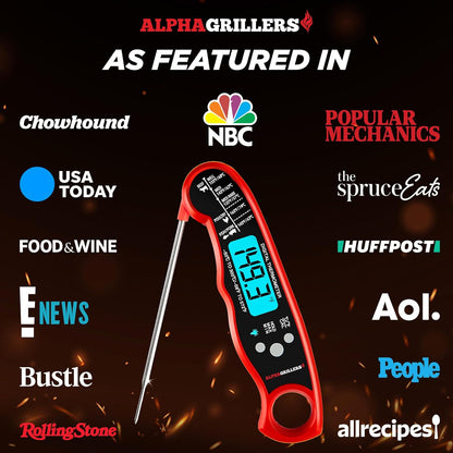 🔥[5𝟎% 𝐎𝐅𝐅 𝐋𝐀𝐒𝐓 𝐓𝐇𝐑𝐄𝐄 𝐃𝐀𝐘𝐒]Alpha Grillers Meat Thermometer Digital – Instant Read Food Thermometer for Cooking & Grilling – Professional Kitchen Gift for Men, Dad & Mom-JKL
