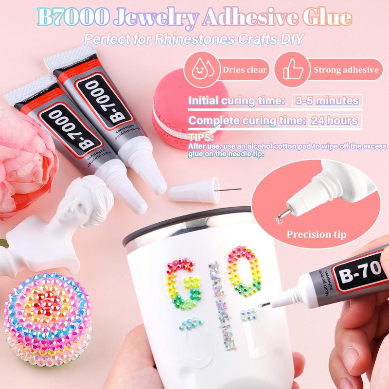 🔥[5𝟎% 𝐎𝐅𝐅 𝐋𝐀𝐒𝐓 𝐓𝐇𝐑𝐄𝐄 𝐃𝐀𝐘𝐒]VIBRANT GEMS 26000Pcs Resin Rhinestones with Tweezers for Crafting Mixed-Color 3mm Bedazzling Crystal with 3Pcs 10ml B7000 Jewelry Glue for DIY Crafts Clothing Tumblers Shoes Fabric Nail Art Colorful-JKL