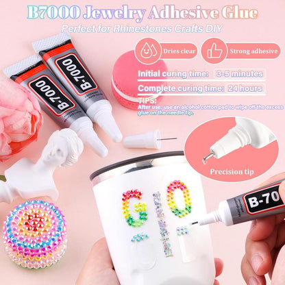 🔥[5𝟎% 𝐎𝐅𝐅 𝐋𝐀𝐒𝐓 𝐓𝐇𝐑𝐄𝐄 𝐃𝐀𝐘𝐒]VIBRANT GEMS 26000Pcs Resin Rhinestones with Tweezers for Crafting Mixed-Color 3mm Bedazzling Crystal with 3Pcs 10ml B7000 Jewelry Glue for DIY Crafts Clothing Tumblers Shoes Fabric Nail Art Colorful-JKL