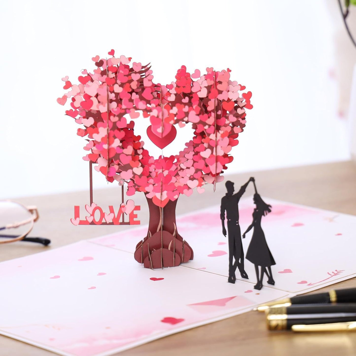 🔥[60% 𝐎𝐅𝐅 𝐋𝐀𝐒𝐓 𝐓𝐇𝐑𝐄𝐄 𝐃𝐀𝐘𝐒]Pop Up Anniversary Card, 3D Valentine's Day Anniversary Card with Love Tree & Hearts - Wedding Card for Wife, Husband, or Couple | Romantic Gift for Anniversary, Valentine's, Birthday-LU