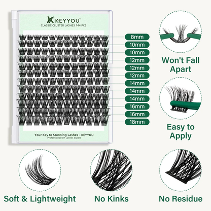 🔥[5𝟎% 𝐎𝐅𝐅 𝐋𝐀𝐒𝐓 𝐓𝐇𝐑𝐄𝐄 𝐃𝐀𝐘𝐒]KEYYOU DIY Cluster Lashes Summer VolumeWaterproof Long-Lasting Lash Extension D Curl8-18MIX Eyelash Extensions Cosmetic MakeupTikTok Shop SpringGlowUp-JKL