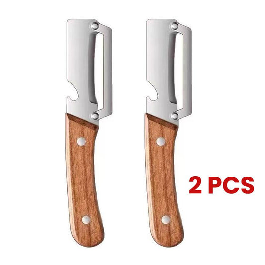 2PCS Kitchen Multi-Function Stainless Steel Thickened Fruit Peeler Knife for Sugar Cane and Pineapple Skin Removal Special Tool-OA