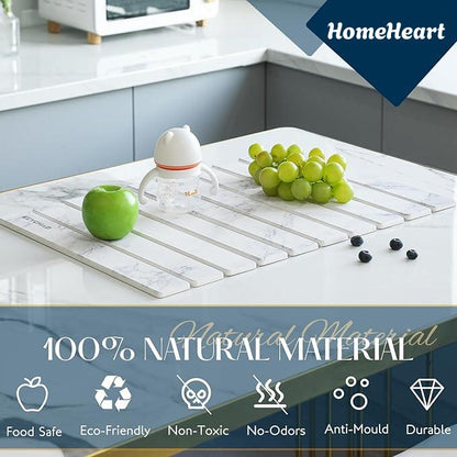 🔥[55% 𝐎𝐅𝐅 𝐋𝐀𝐒𝐓 𝐓𝐇𝐑𝐄𝐄 𝐃𝐀𝐘𝐒]Large Stone Dish Drying Mat - 24" × 16" for Kitchen Counter, Super Absorbent, Heat Resistant Dish Drying Mats, Eco-Friendly Diatomaceous Earth Stone Rack Tableware Mat-LU