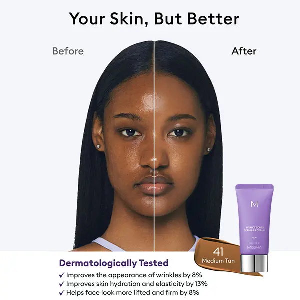 [MISSHA Official] M Perfect Cover Serum BBCream (35ml) - Bifida Ferment Lysate Serum-Infused BB Cream for Anti-Aging SkinRejuvenation, Skin Tint, Tinted Moisturizer,Skin Care Foundation Makeup,SuperfoodComplex,Glass Skin CardiBB OGBB PurpleBB-JKL
