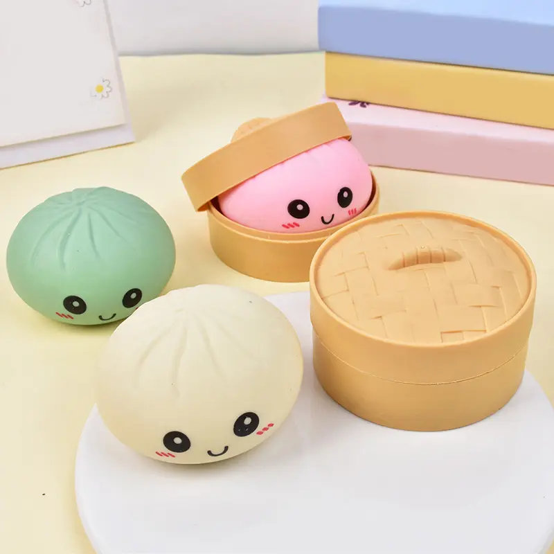 Expressive Big Dumpling Squishy - Blind Box,Mysecret Bun Fidget Toy, Soft TPR Material,Stress Relief, Unboxing Surprise, Random Styleper Pack.Valentine's Day and Easter gifts,suitable for children to exchange gifts（6 colors + 1 random color）-JKL