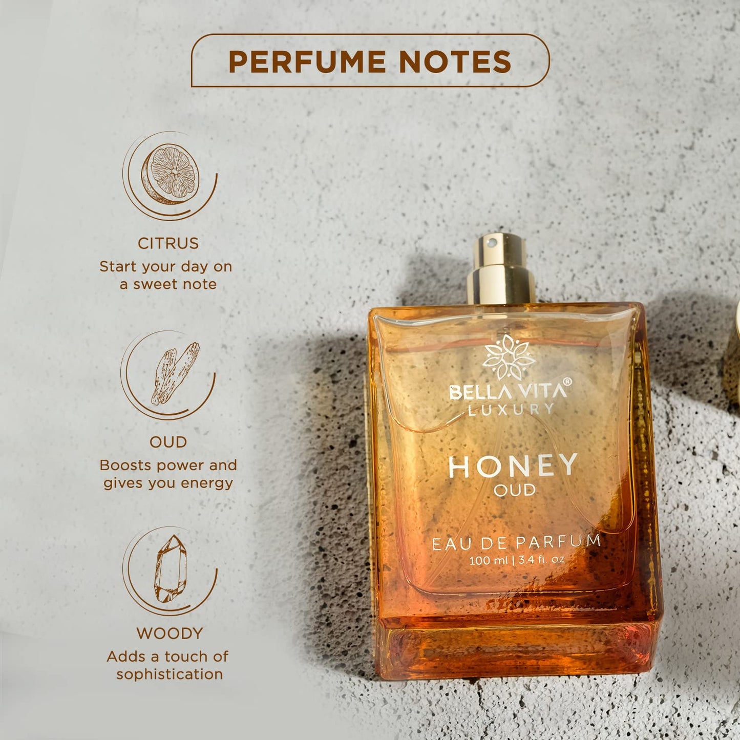 🔥[5𝟎% 𝐎𝐅𝐅 𝐋𝐀𝐒𝐓 𝐓𝐇𝐑𝐄𝐄 𝐃𝐀𝐘𝐒]Bellavita Luxury Honey Oud Eau de Parfum | 100 ml (3.4 fl.oz.) | Perfume for Men and Women | Sweet Honey, Bergamot, Oud, and Amber Notes | Women's Day Special-JKL