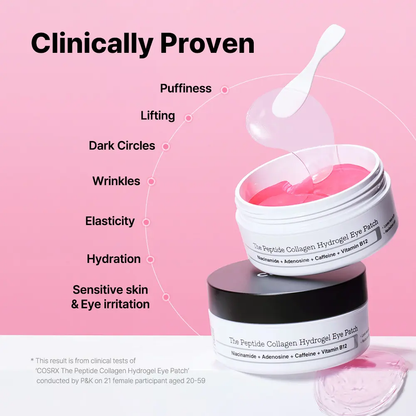 🔥[5𝟎% 𝐎𝐅𝐅 𝐋𝐀𝐒𝐓 𝐓𝐇𝐑𝐄𝐄 𝐃𝐀𝐘𝐒][COSRX Official] The Peptide CollagenHydrogel Eye Patch 60 Patches ReducePuffiness Hydrate Under-Eye Bags in 10Minutes-JKL