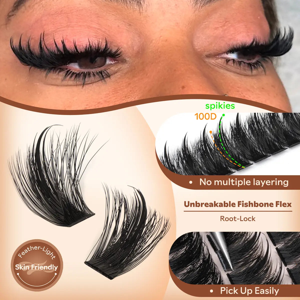 🔥[5𝟎% 𝐎𝐅𝐅 𝐋𝐀𝐒𝐓 𝐓𝐇𝐑𝐄𝐄 𝐃𝐀𝐘𝐒]Manga Lash Clusters with Spikes, Pre-Spiked Wispy Cluster Eyelash Extensions, Fluffy Anime Eyelash Clusters, Reusable Faux Mink Fairy Individual Lash Extensions, D-Curve, 12–18 mm, 204 Pieces – Cosmetics, Makeup-JKL