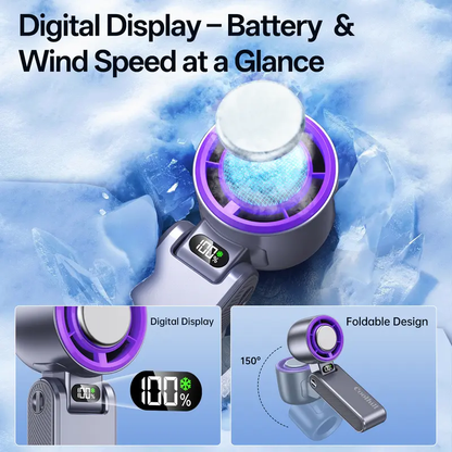 🔥[5𝟎% 𝐎𝐅𝐅 𝐋𝐀𝐒𝐓 𝐓𝐇𝐑𝐄𝐄 𝐃𝐀𝐘𝐒]CoolHill ice fan Portable Handheld High Speed Fan 199 Adjustable Levels Foldable for Summer Travel Vacation Essentials& Outdoor Activities cool fan-JKL