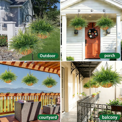 🔥[5𝟎% 𝐎𝐅𝐅 𝐋𝐀𝐒𝐓 𝐓𝐇𝐑𝐄𝐄 𝐃𝐀𝐘𝐒]2 Set Artificial Hanging Fern Plants Outdoor Fake Hanging Ferns Planter, Includes Hanging Flower Basket And Artificial Fern, UV Resistant Faux Fern Plant Basket For Outdoors Patio Garden Home Decor-JKL