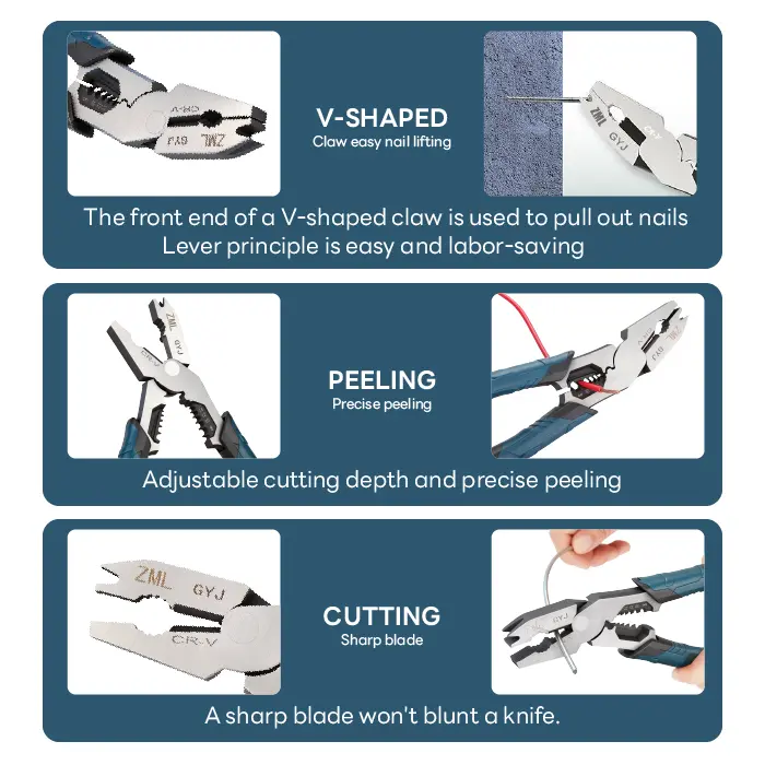 🔥[5𝟎% 𝐎𝐅𝐅 𝐋𝐀𝐒𝐓 𝐓𝐇𝐑𝐄𝐄 𝐃𝐀𝐘𝐒]6-in-1 Multi-Function Wire Stripper Pliers CR-V Steel Diagonal Cutters for Nails Electrical Cables Special Tools with Adjustable Cutting Depth and Sharp Blades - Hardware Wirecutters Wirepliers-JKL