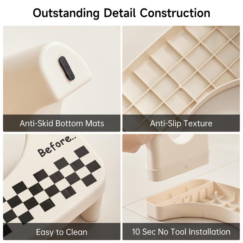 Adult Bathroom Toilet Stool, 1 Plastic Portable Footstool, Bathroom Non-slip Toilet Auxiliary Step Stool FathersDayGift-AD0