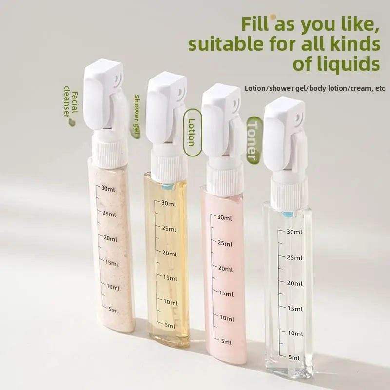🔥[5𝟎% 𝐎𝐅𝐅 𝐋𝐀𝐒𝐓 𝐓𝐇𝐑𝐄𝐄 𝐃𝐀𝐘𝐒]4-in-1 Travel Dispenser Bottle for Toiletries Portable Cosmetic Shampoo Storage Lotion Compact Plastic Container Wholesale Easy Press Smooth Flow bottle-JKL