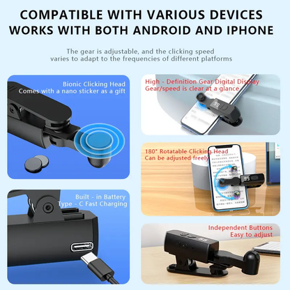 🔥[5𝟎% 𝐎𝐅𝐅 𝐋𝐀𝐒𝐓 𝐓𝐇𝐑𝐄𝐄 𝐃𝐀𝐘𝐒]2026 Rechargeable version Automatic Clicker - Auto Clicker Speed Tool – Fast Screen Tap Simulator for Smartphones and Controllers | Smart Trigger for Shopping, Rewards, Live Broadcast Likes and Tasks Portable Selfie-JKL