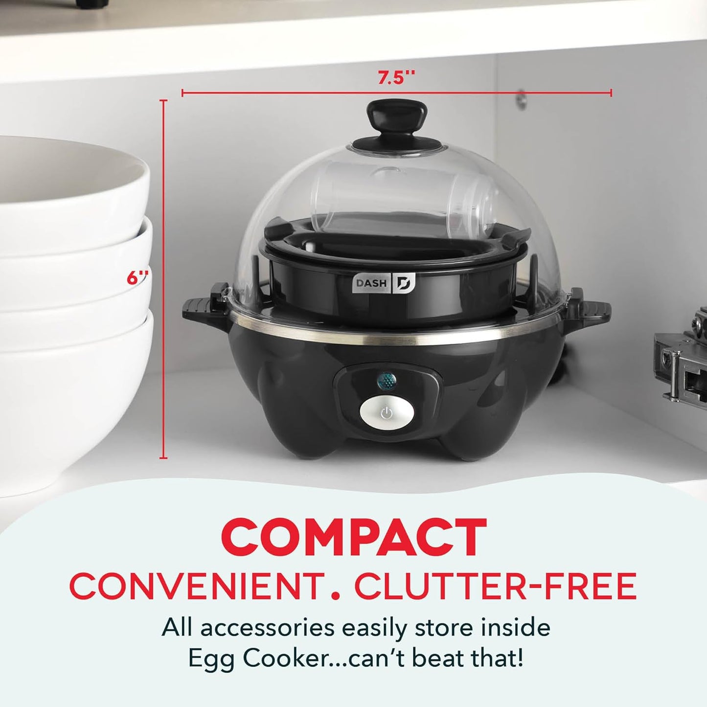 🔥[5𝟎% 𝐎𝐅𝐅 𝐋𝐀𝐒𝐓 𝐓𝐇𝐑𝐄𝐄 𝐃𝐀𝐘𝐒]Rapid Egg Cooker - Boiler, Poacher & Steamer - Includes Measuring & Recipe Guide - Dishwasher Safe - BPA Free - Holds 7 Eggs, Black-JKL