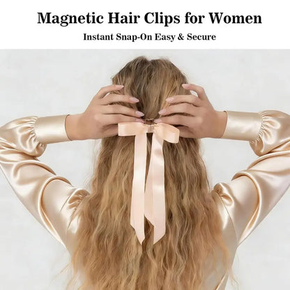 🔥[5𝟎% 𝐎𝐅𝐅 𝐋𝐀𝐒𝐓 𝐓𝐇𝐑𝐄𝐄 𝐃𝐀𝐘𝐒]Magnetic Bow Clip, Magnetic Hair Clips for Women Girls, Strong Hold Magnetics Claw Clips, Seamless 2-in-1 Design for Salon, Home & Everyday Hair styling, Intuitive, No Slip,Valentine's Day gift-JKL
