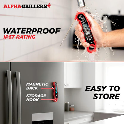 🔥[5𝟎% 𝐎𝐅𝐅 𝐋𝐀𝐒𝐓 𝐓𝐇𝐑𝐄𝐄 𝐃𝐀𝐘𝐒]Alpha Grillers Meat Thermometer Digital – Instant Read Food Thermometer for Cooking & Grilling – Professional Kitchen Gift for Men, Dad & Mom-JKL