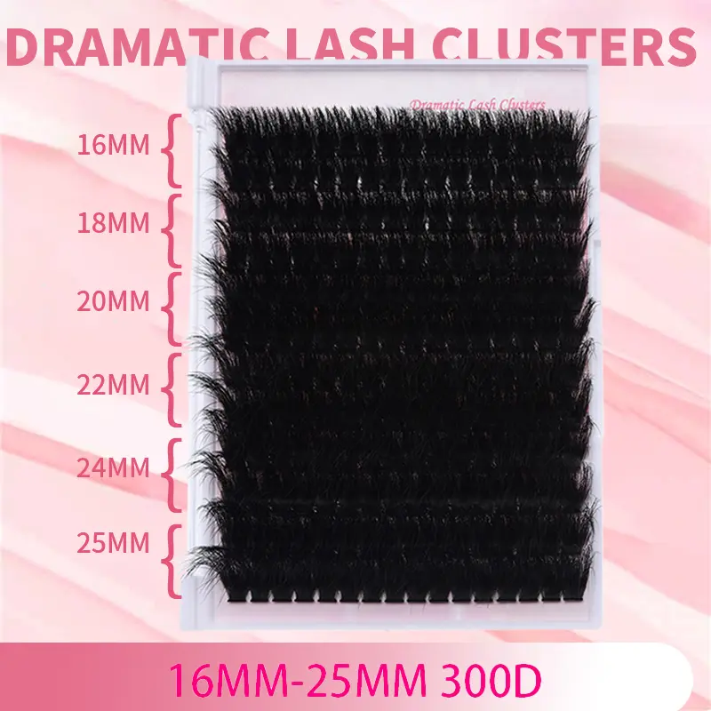 🔥[5𝟎% 𝐎𝐅𝐅 𝐋𝐀𝐒𝐓 𝐓𝐇𝐑𝐄𝐄 𝐃𝐀𝐘𝐒]16-25mm Fluffy Lash Clusters 300D High-Density Soft D-Curl Individual Mega Volume Lashes for Beginners Makeup Lightweight Plant Fiber Easy Application-JKL