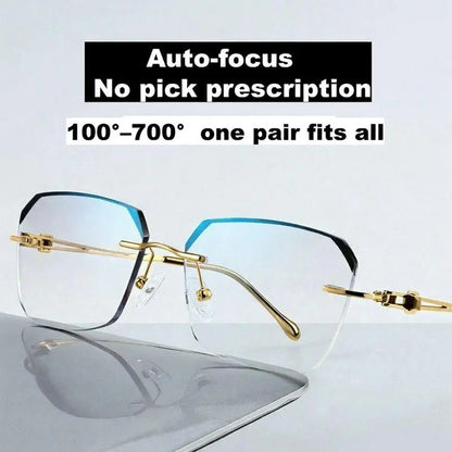 [55% Off Mega Sale] Black & Gold Semi-Rimless Precision Focus Reading Glasses for Men & Women - High-Definition Vision, Blue Light Filter, Ergonomic Design with Soft Silicone Nose Pads-HHH