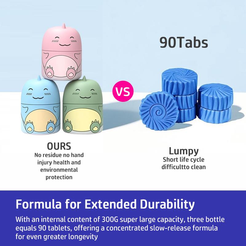 🔥[65% 𝐎𝐅𝐅 𝐋𝐀𝐒𝐓 𝐓𝐇𝐑𝐄𝐄 𝐃𝐀𝐘𝐒]CloudMades Cute Dinosaur-Shaped Toilet Bowl Cleaner Bottle, Bathroom Toilet Tank Cleaner with Ocean, Jasmine, and Peach Scent,Three bottles can be used for 9 months (Three colors and three bottles)-LU